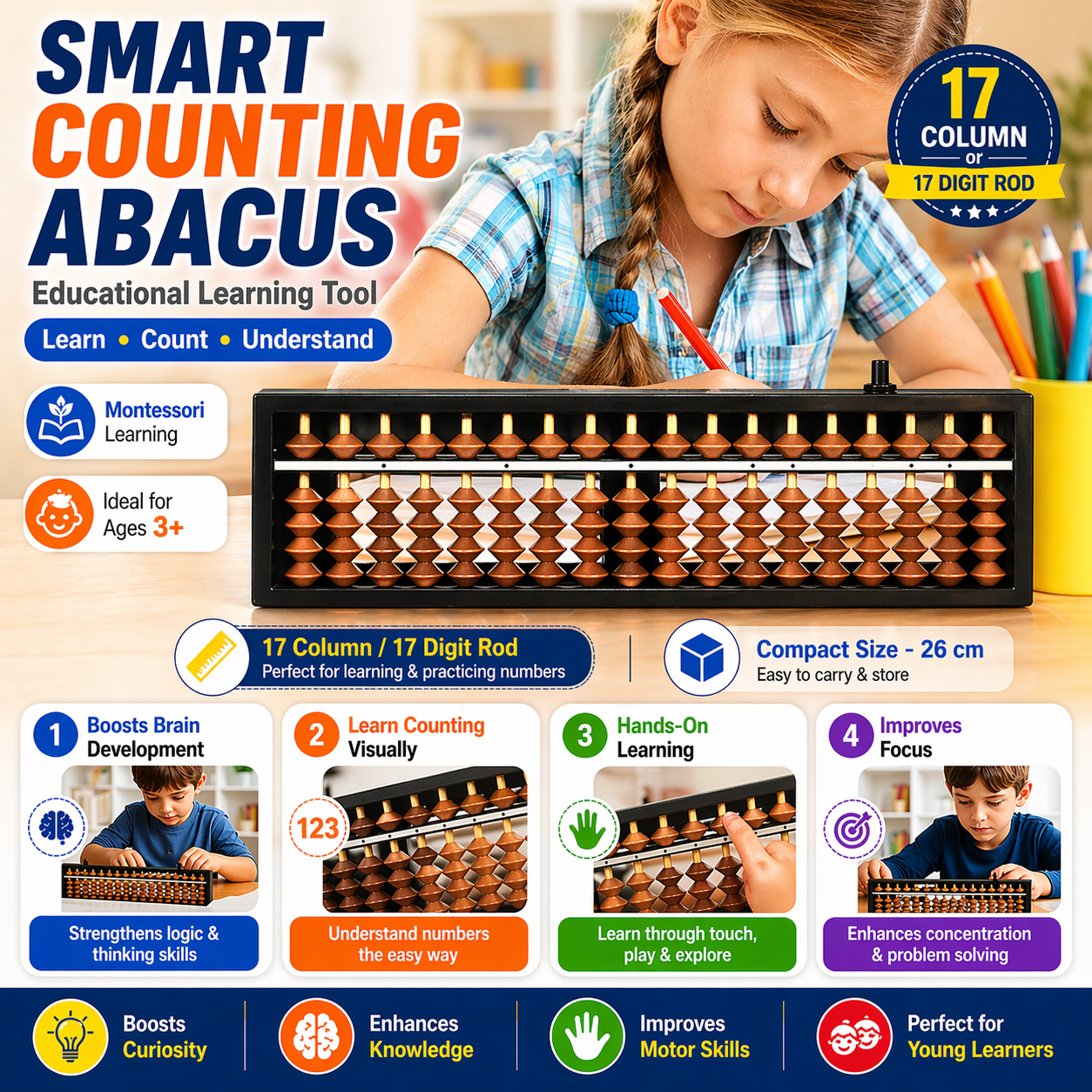 Plastic Math Calculation Abacus Learning Tool