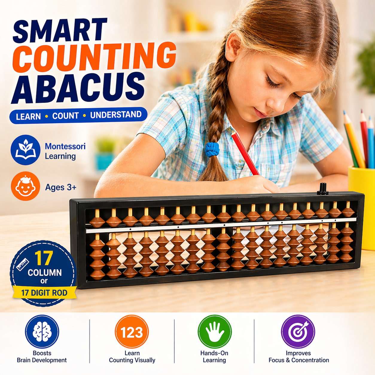Plastic Math Calculation Abacus Learning Tool