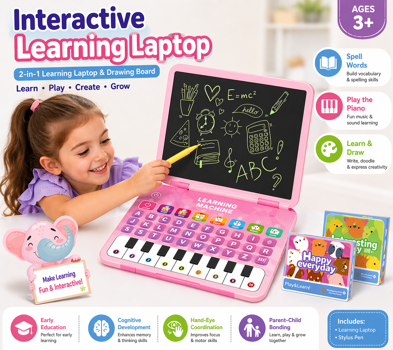 2in1 Laptop Learning Machine and Drawing Tablet Play Learn Kit - 941