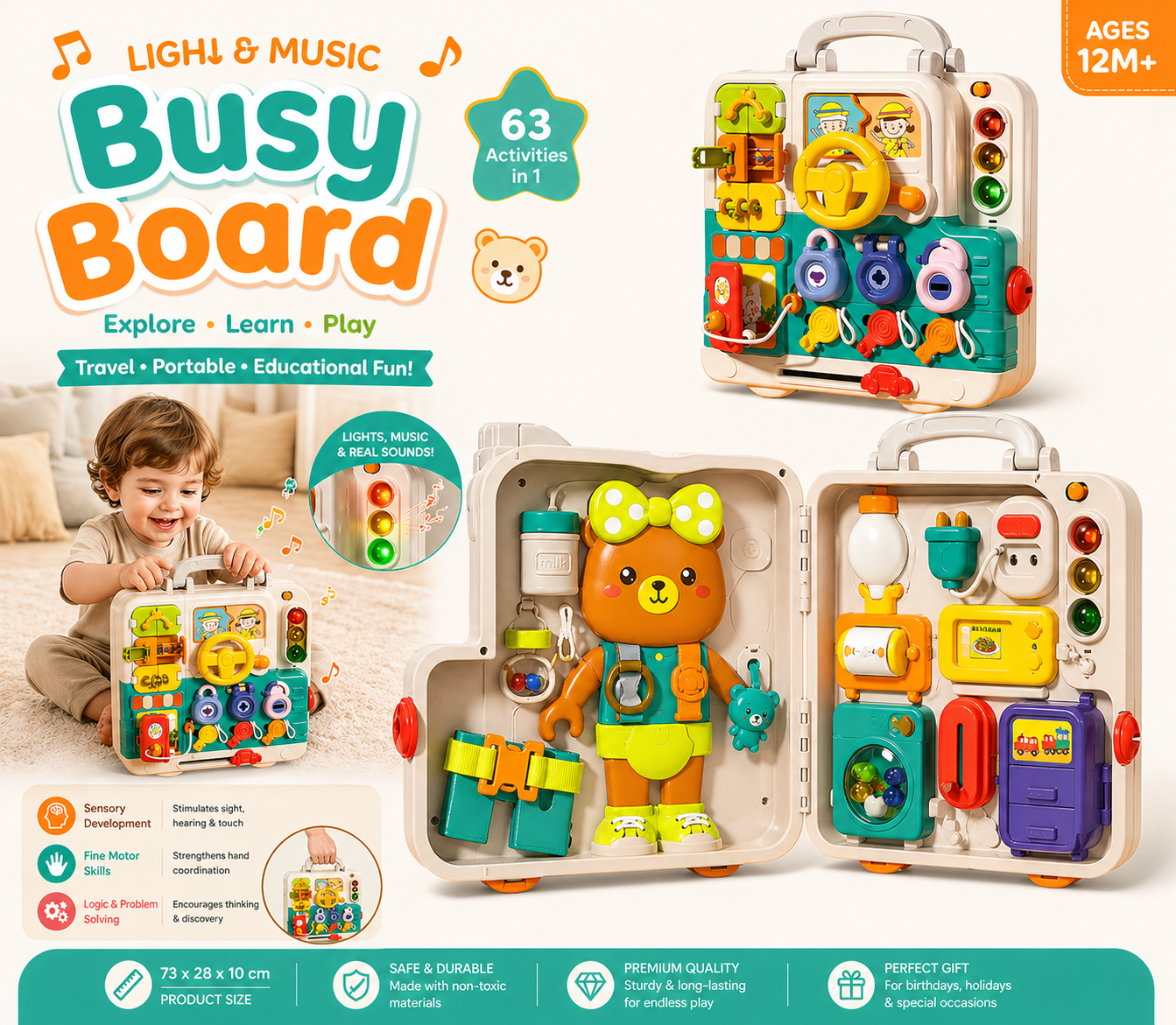 Mega Multi-activity Sensory Busy Learning Light and Sound Busy Board Kit - 514