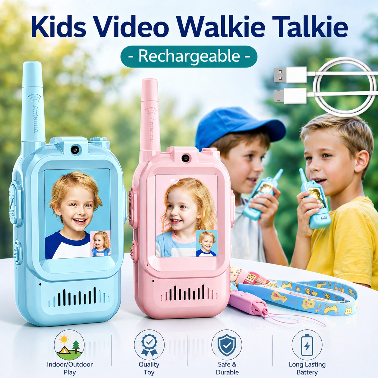 Rechargeable Video Walkie Talkie for Kids