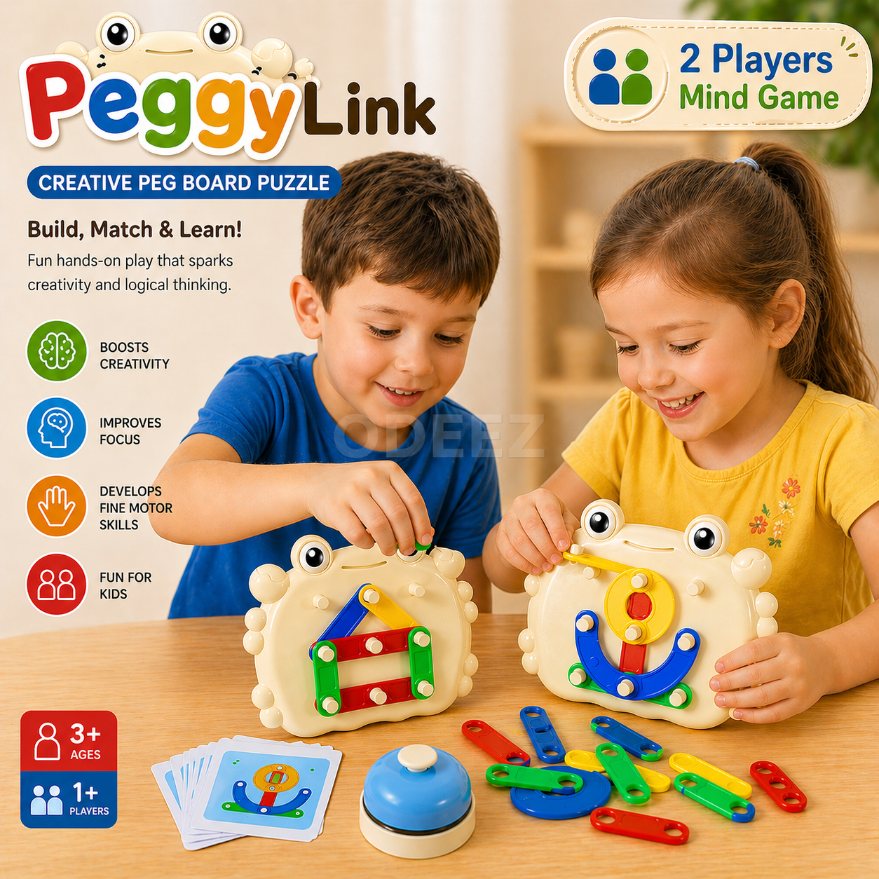 Creative Pattern Peg Board Puzzle Shape Combination Puzzle 2 Player Game with Buzzer - 817