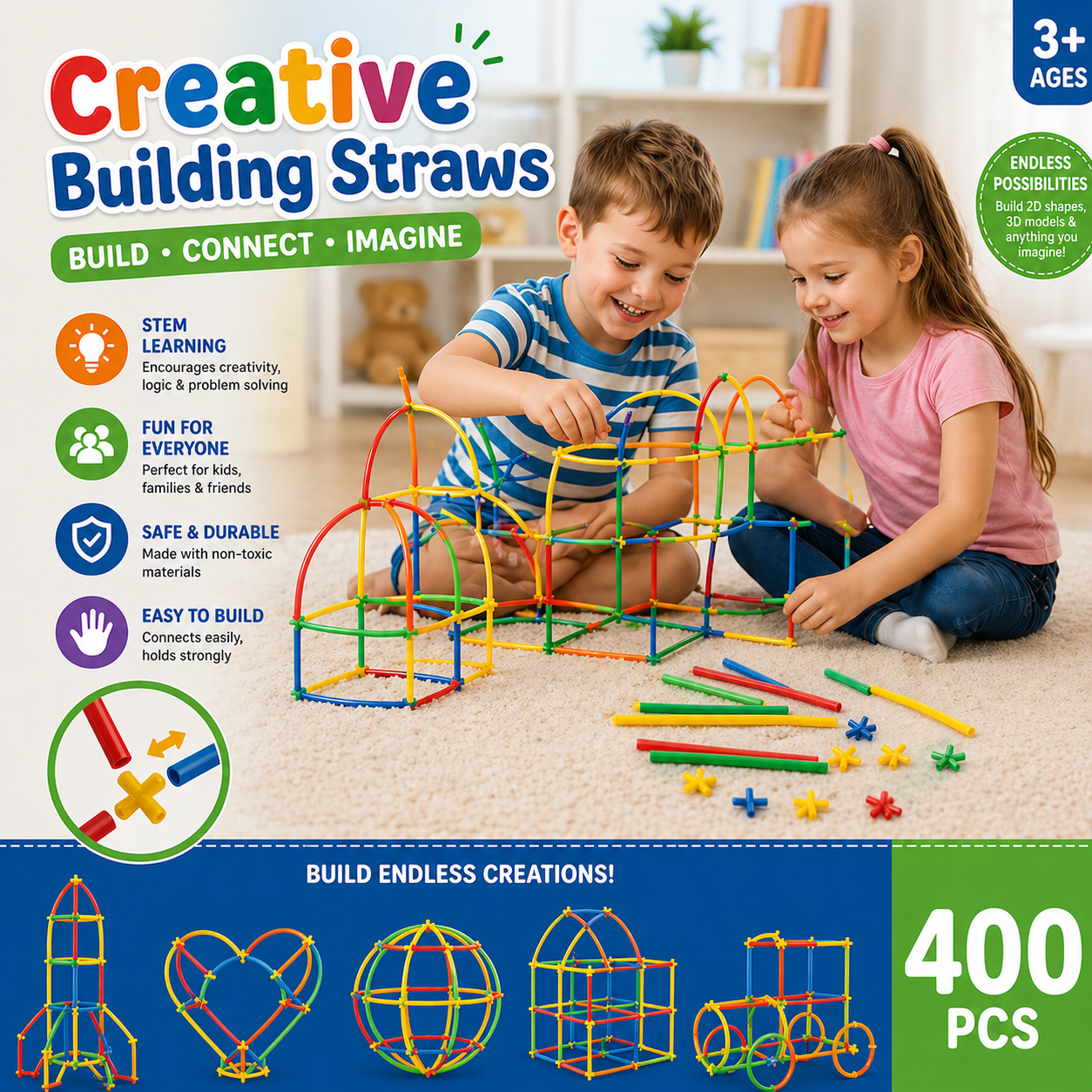 STEM Pipe Construction Building Set Toy 400 pieces - 020