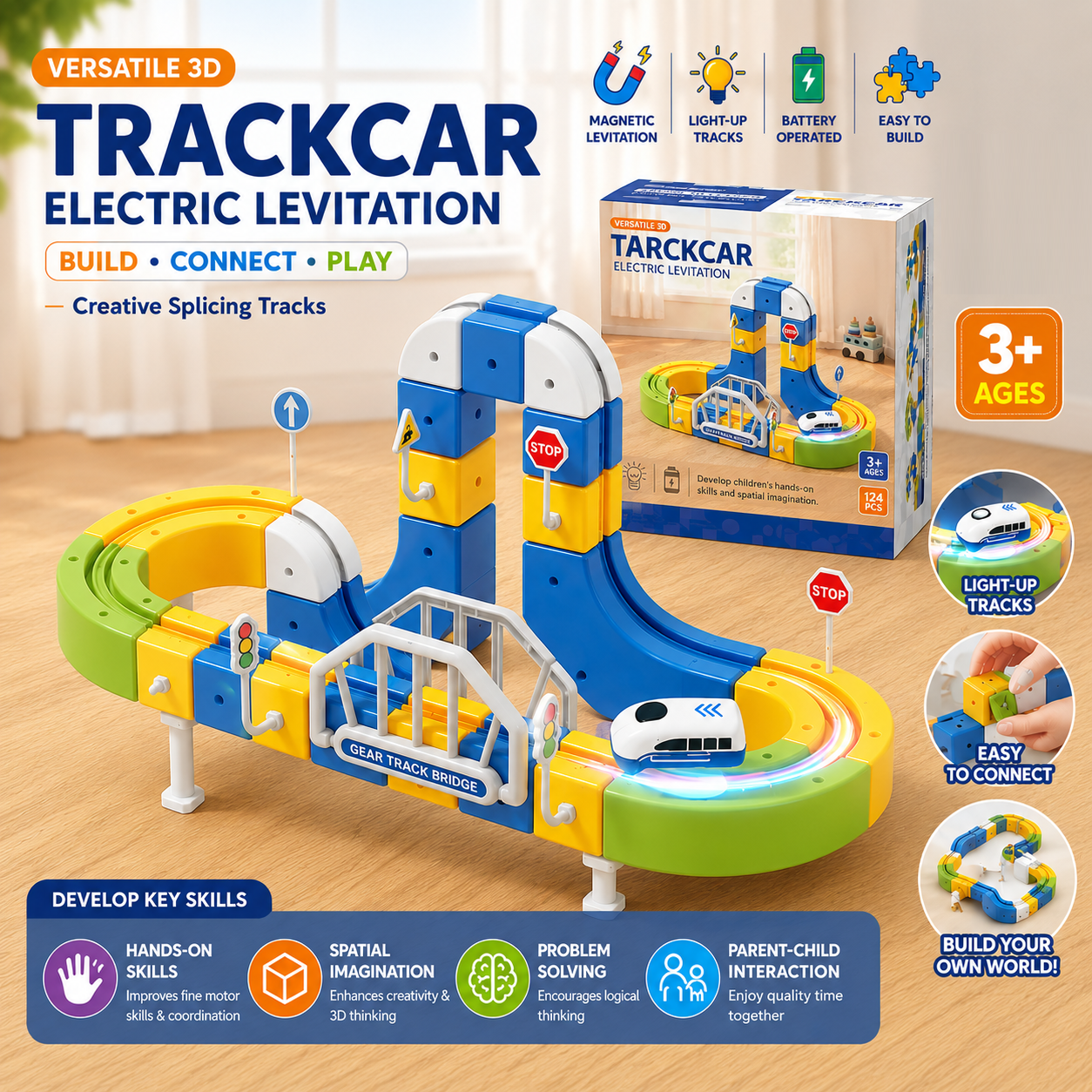 Electric Levitation 3D Magnetic Car Track Building Set 90 pcs - 006