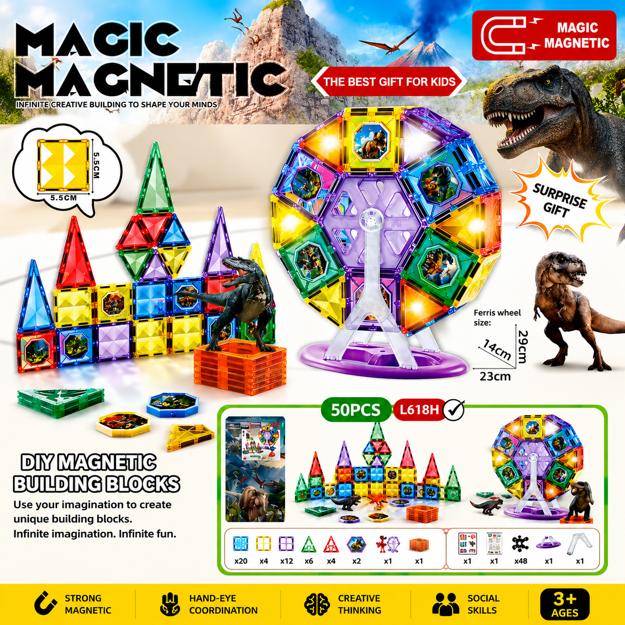 Magic Magnetic Building Blocks 50 Pcs - 18H