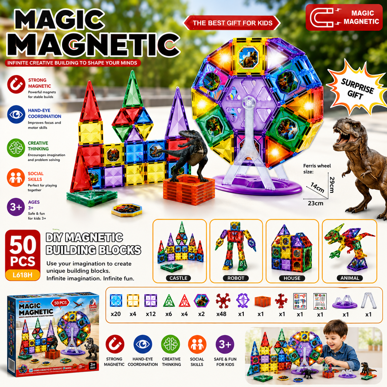 Magic Magnetic Building Blocks 50 Pcs - 18H