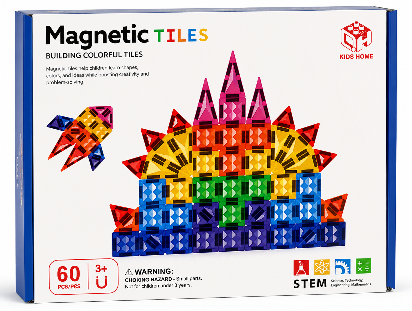 Magnetic Building Tiles STEM Set  60 Piece - M52
