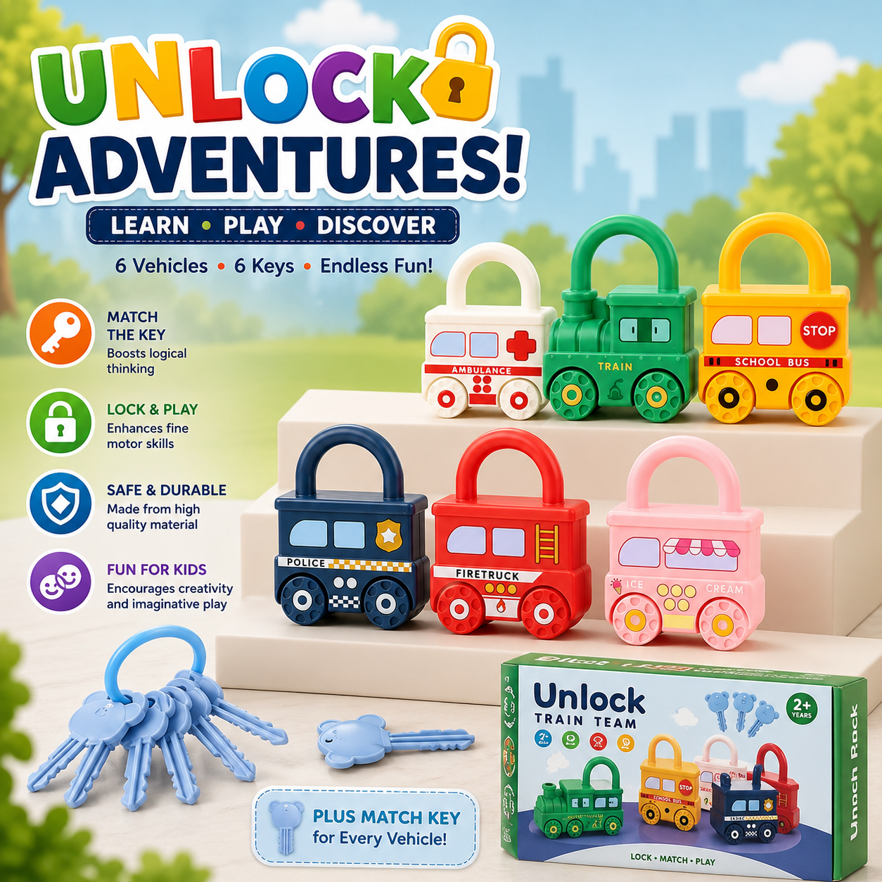 Number Matching Lock and Key Train Set 6 pieces - 282