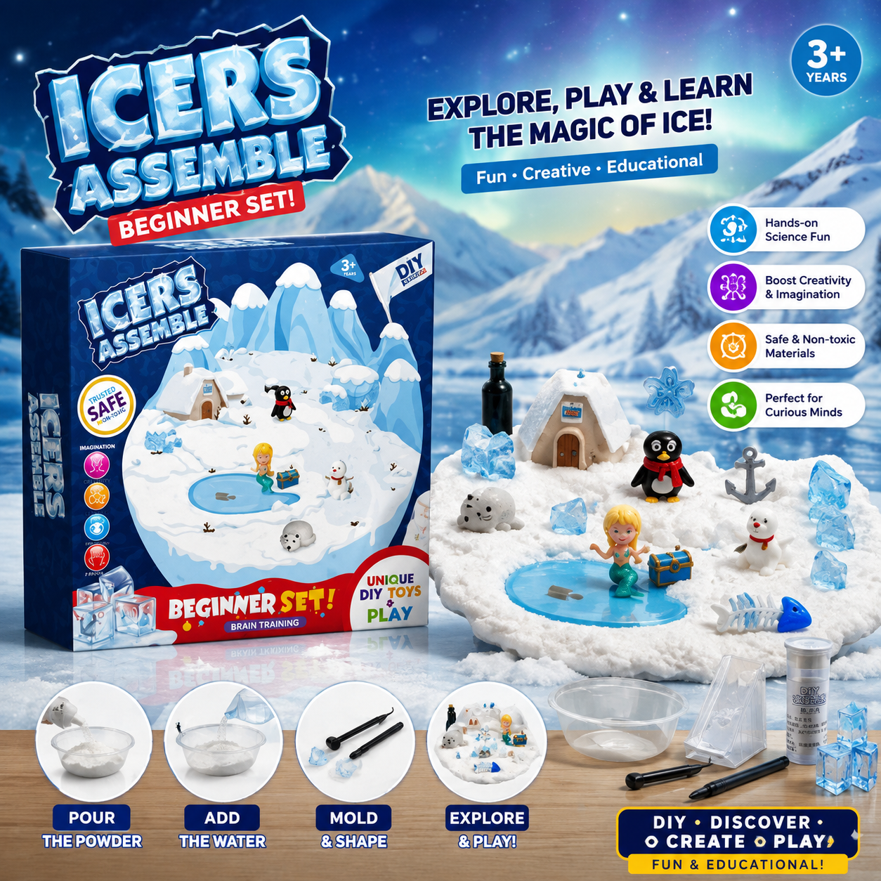 DIY Snow Ice Wonder Assemble Beginners Science and Creative Play Kit - A2
