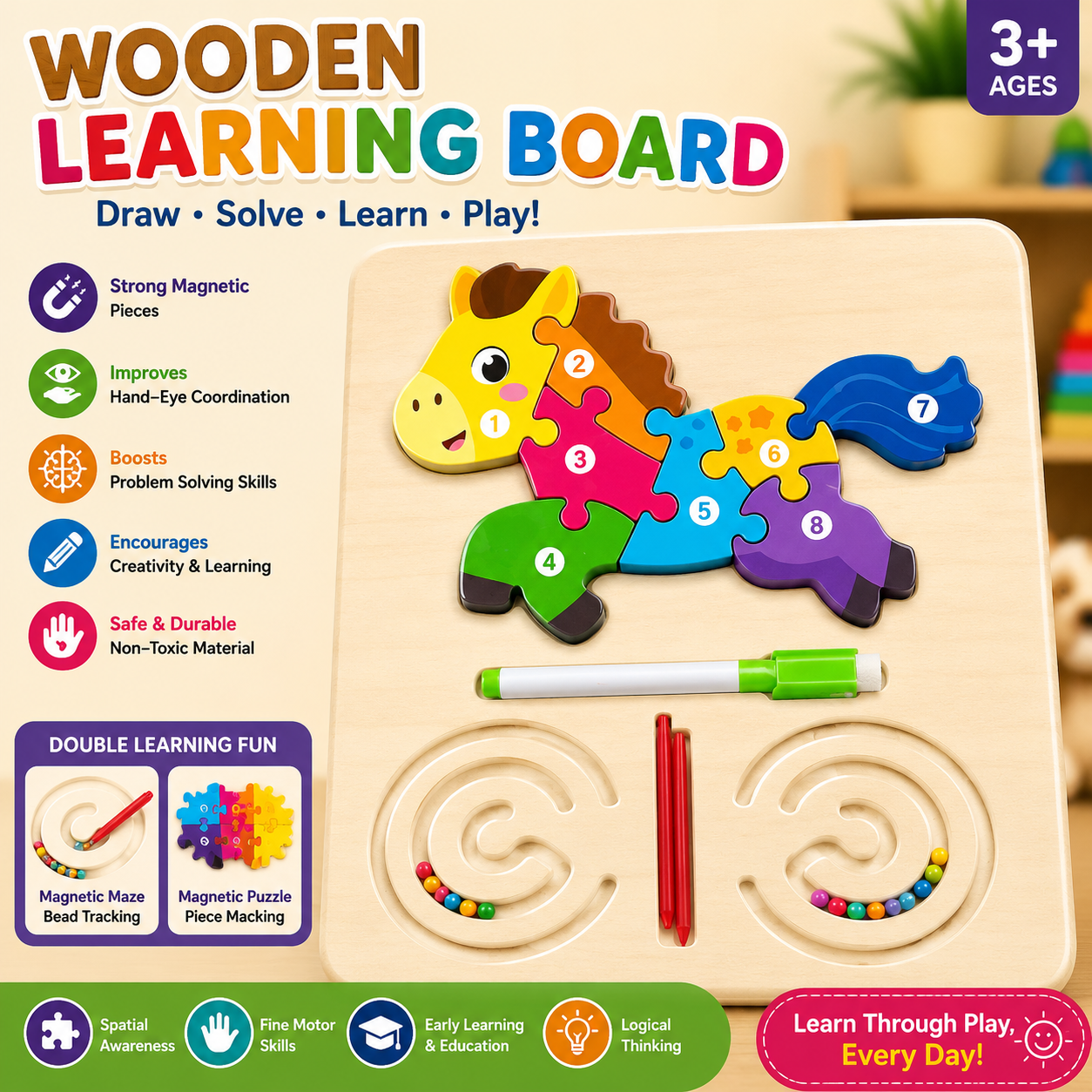 Wooden Learning Board Random Design - 921