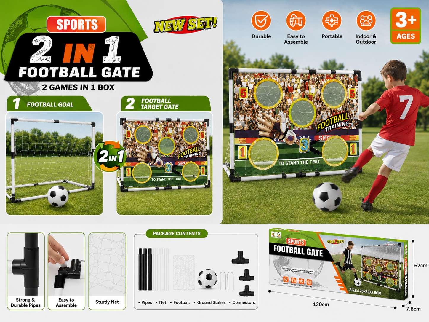 2-in-1 Football Goal & Target Training Set - 619