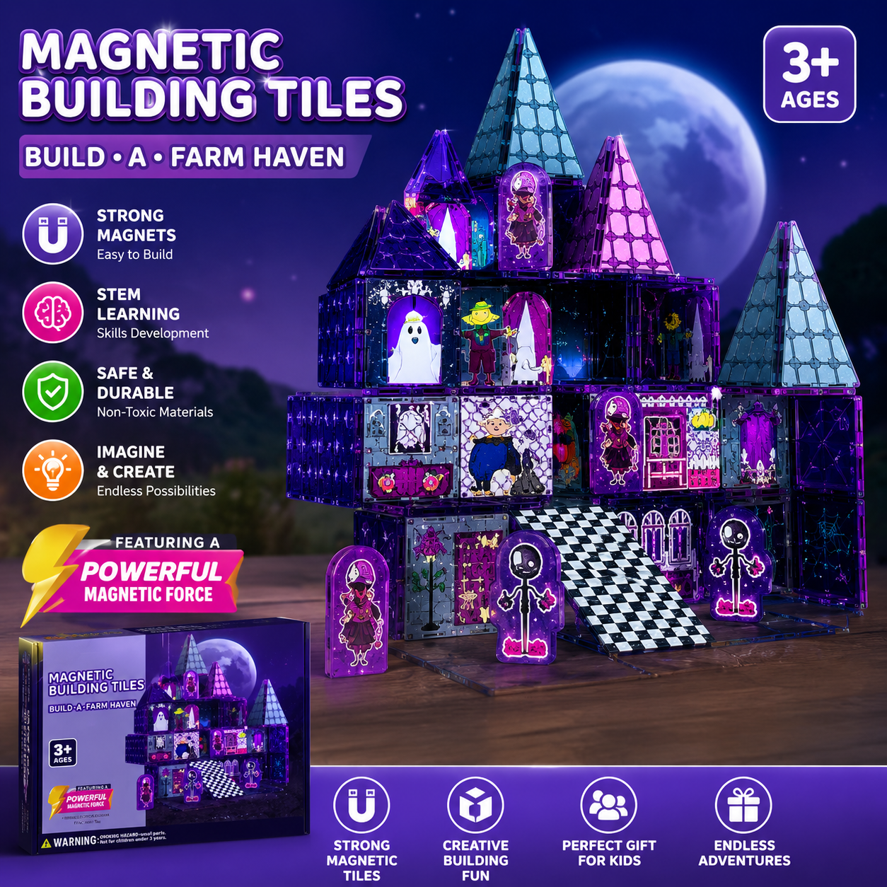 Magnetic Building Tiles Farm Adventure Creative Construction Set - 889