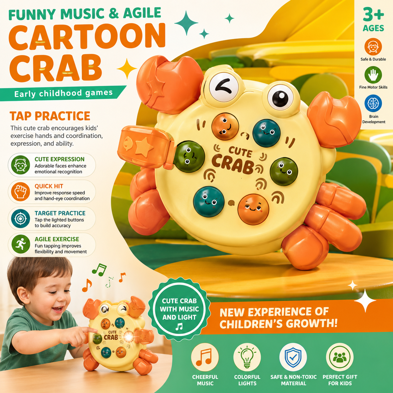 Cartoon Crab Whack-a-Mole Game with Music & Lights - Q58