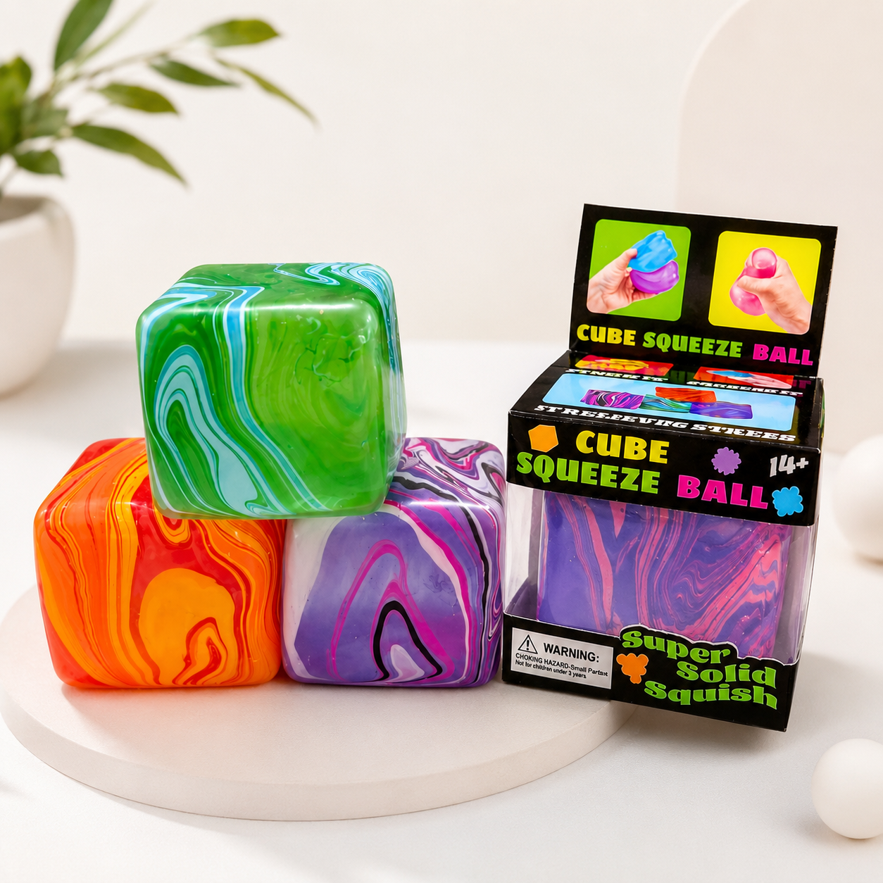 Cube Squishy Stress Toy Soft Sensory Fidget Cube - Random Color