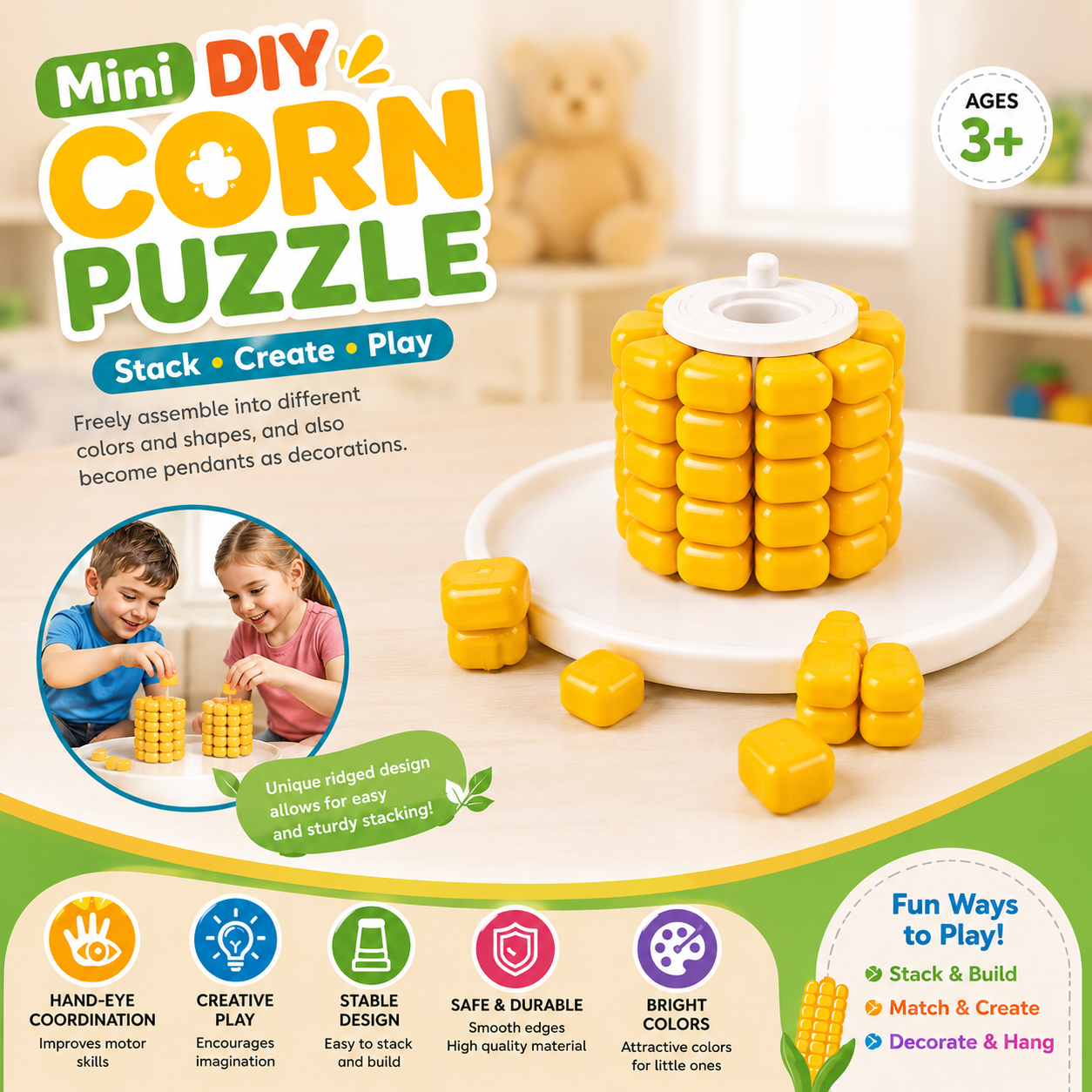 DIY Corn Puzzle Brain Teaser and  Logic Puzzle Game - 011