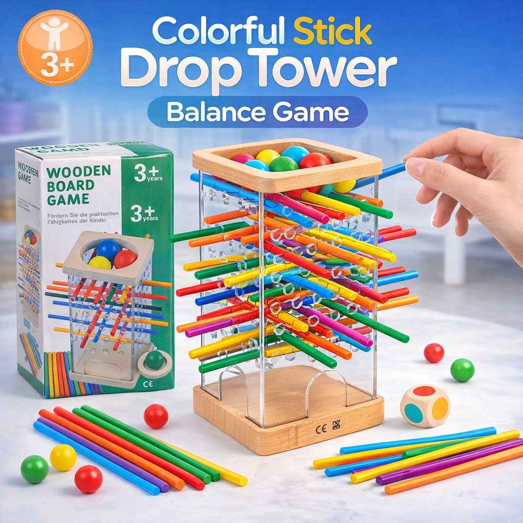 Colorful Stick Drop Tower Balance Game