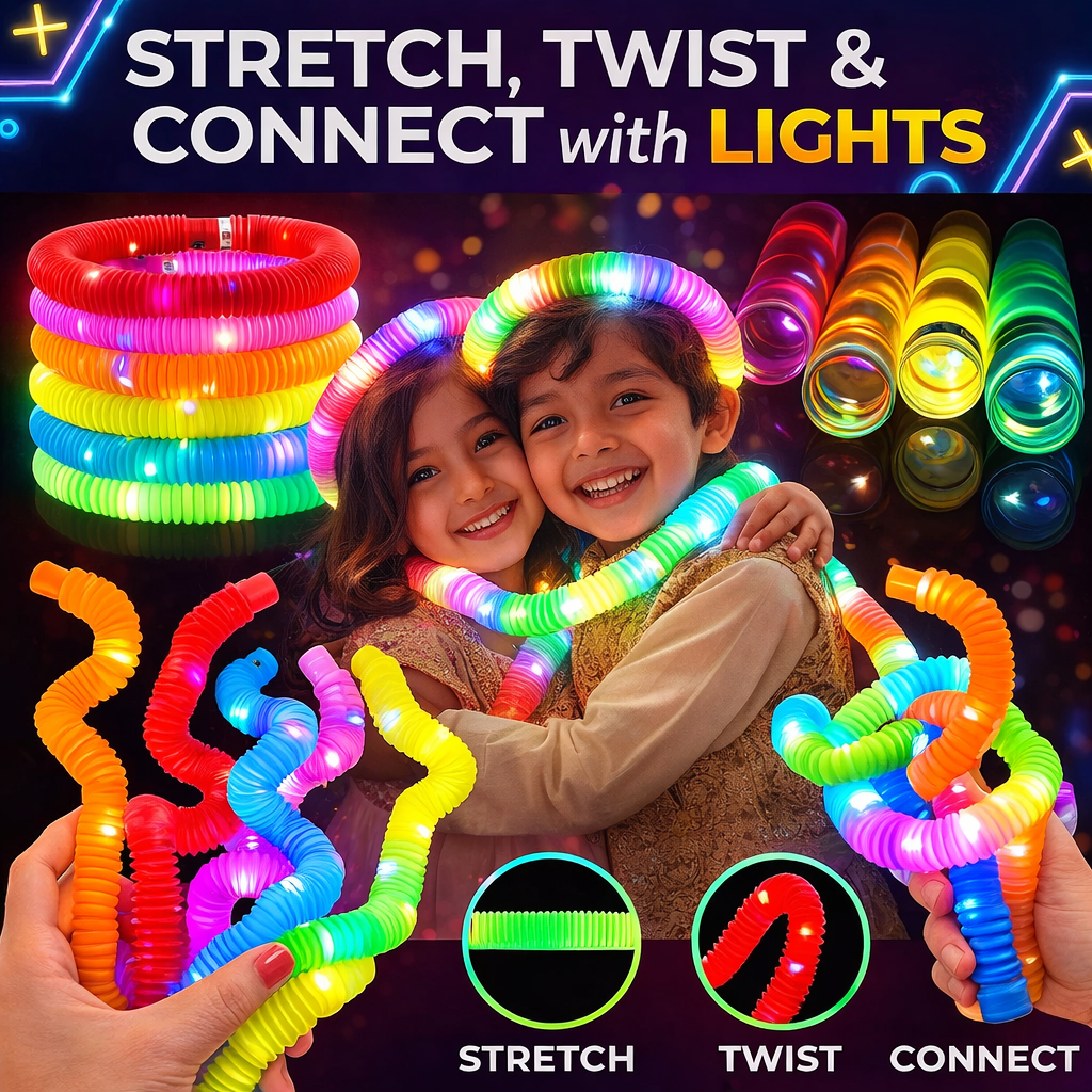Light Glow in the Dark Stretchable Pop Tube 6 pieces - 6LG