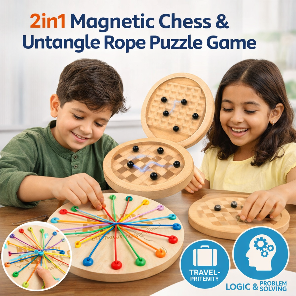 2in1 Magnetic Chess & Brain Knot Puzzle Game