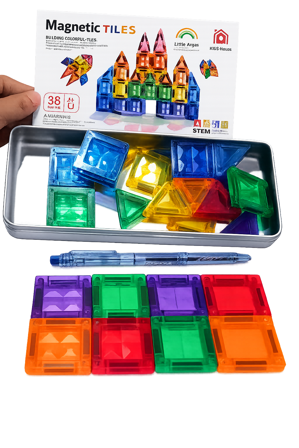 Magnetic Colorful Mini Tiles for Kids - 188