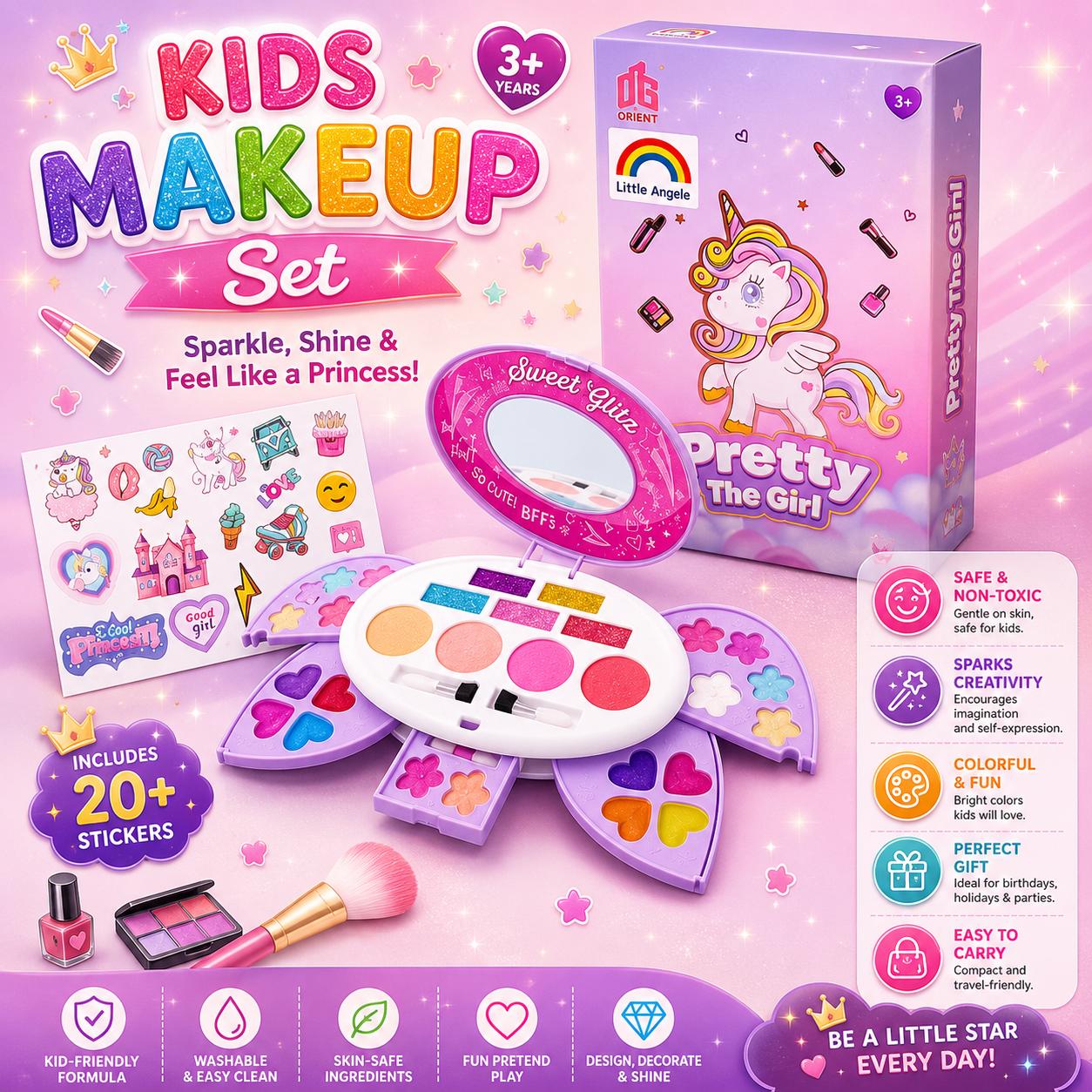 Pretty Unicorn Make up Set for Girls Oval - 19I