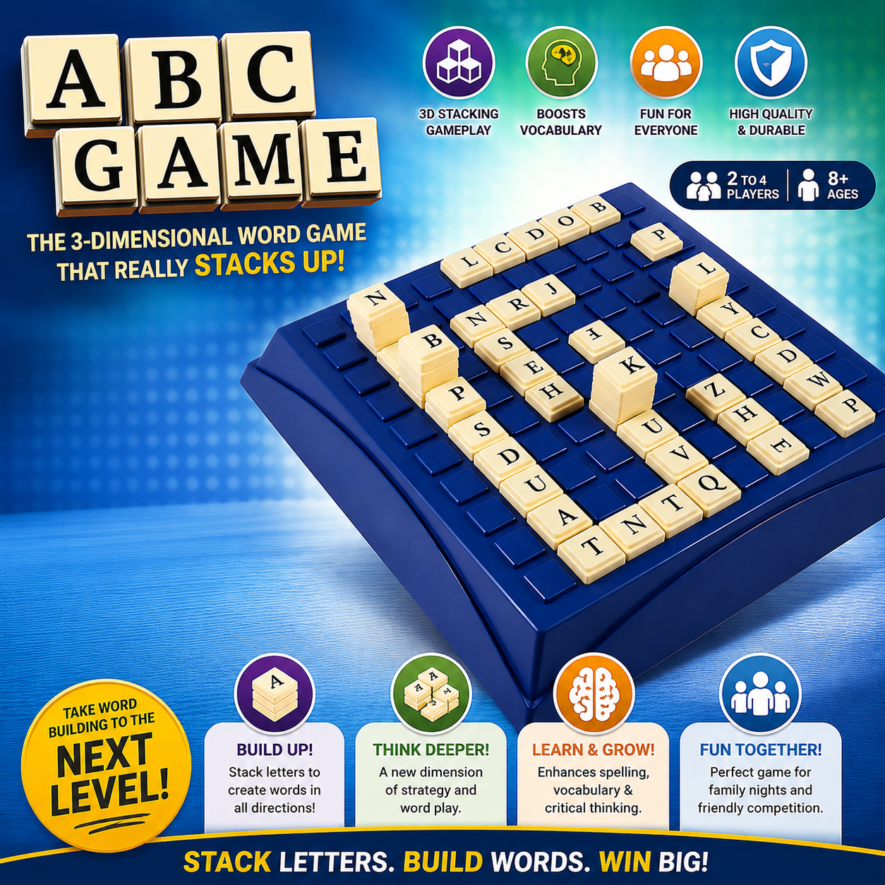 ABC Letter Blocks Upwords Board Game - 602