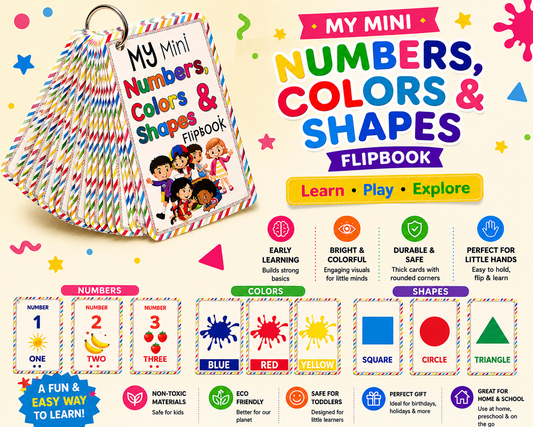 My Mini Numbers, Colors & Shapes Learning Flipbook - 27pcs