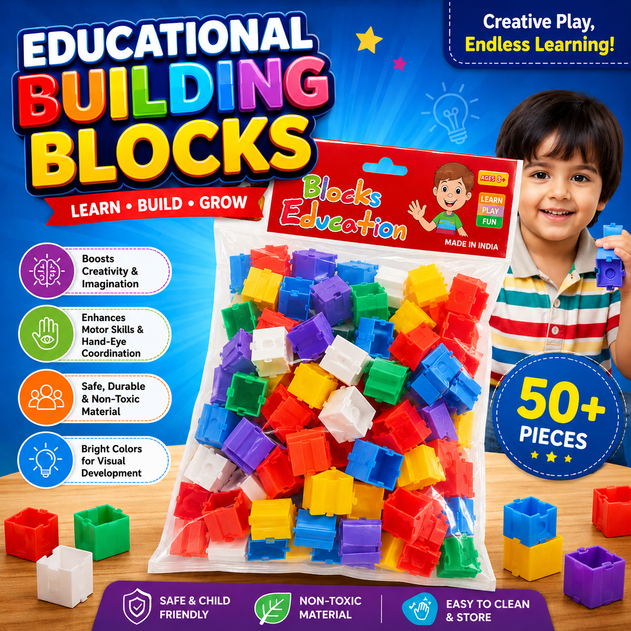 Colorful Interlocking Building Blocks Set for Kids - FX0501