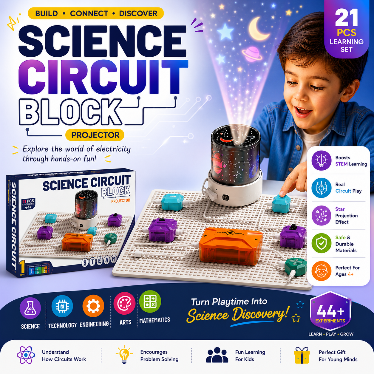 Electronic Blocks Science Circuit Projector 44 Experiments 21 pieces - 003