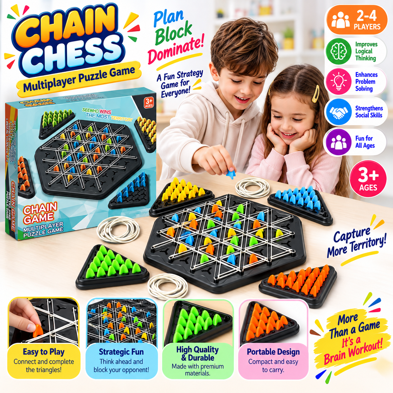 Multiplayer Chain Triangle Chess Strategy Puzzle Game - 857