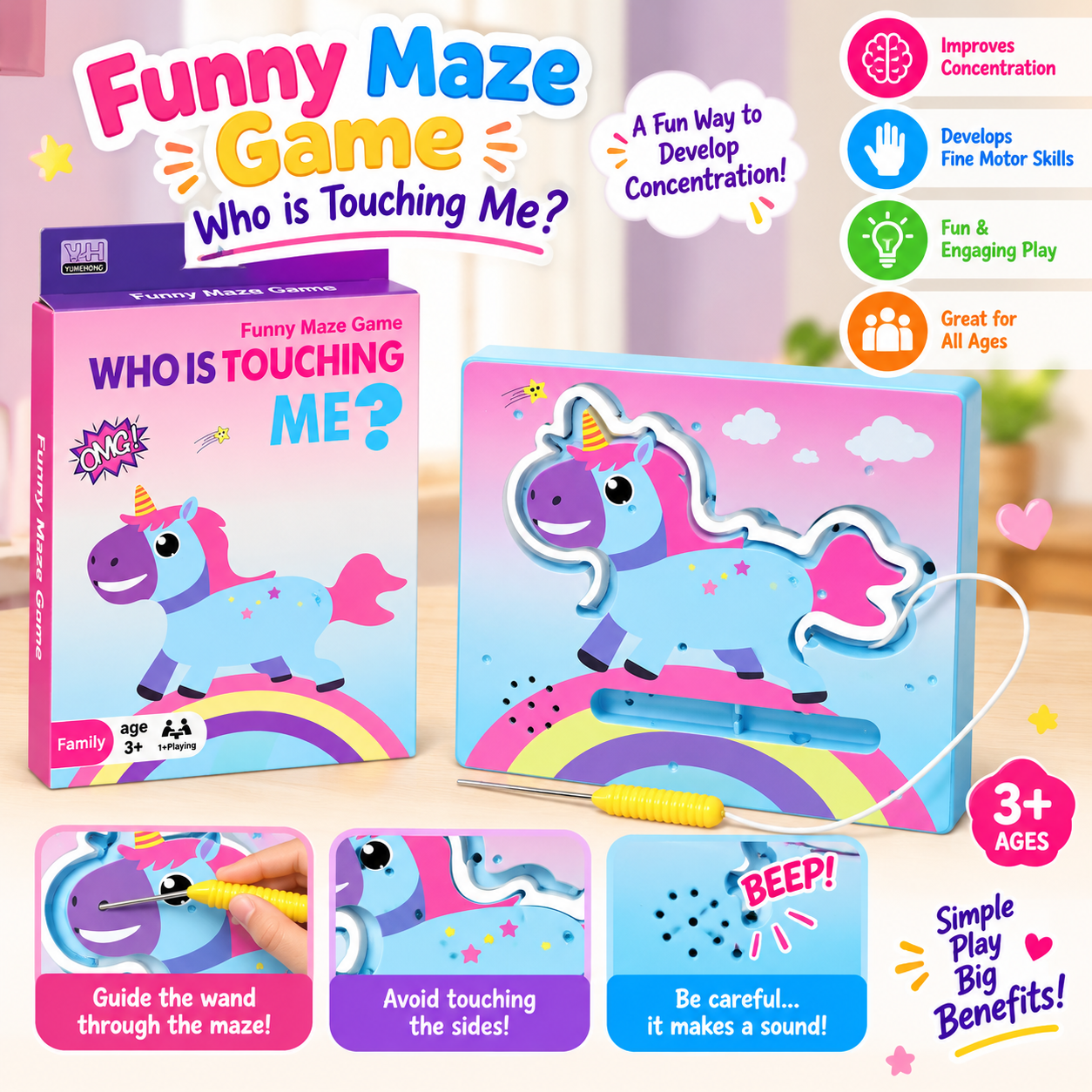 Who Is Touching ME? Unicorn Funny Maze Game - 18D