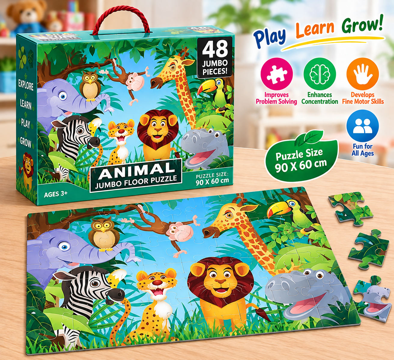 Animal world Jumbo Floor Jigsaw Puzzles - 48 pieces