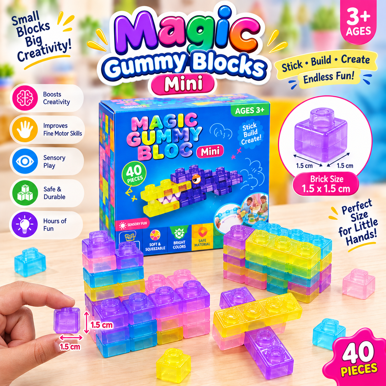 Soft Gummy Jelly Sensory Building Blocks 40 pieces