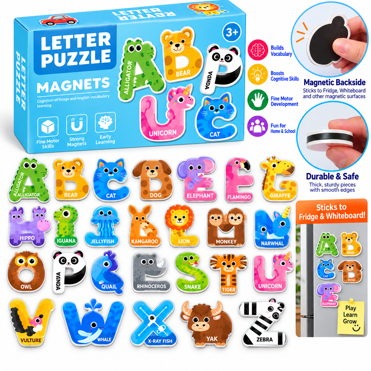 Magnetic Jigsaw Puzzle for Kids - 2 Piece Puzzle