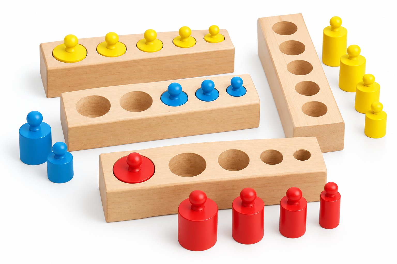 Wooden Size and Color Sorting Montessori Cylinder Blocks