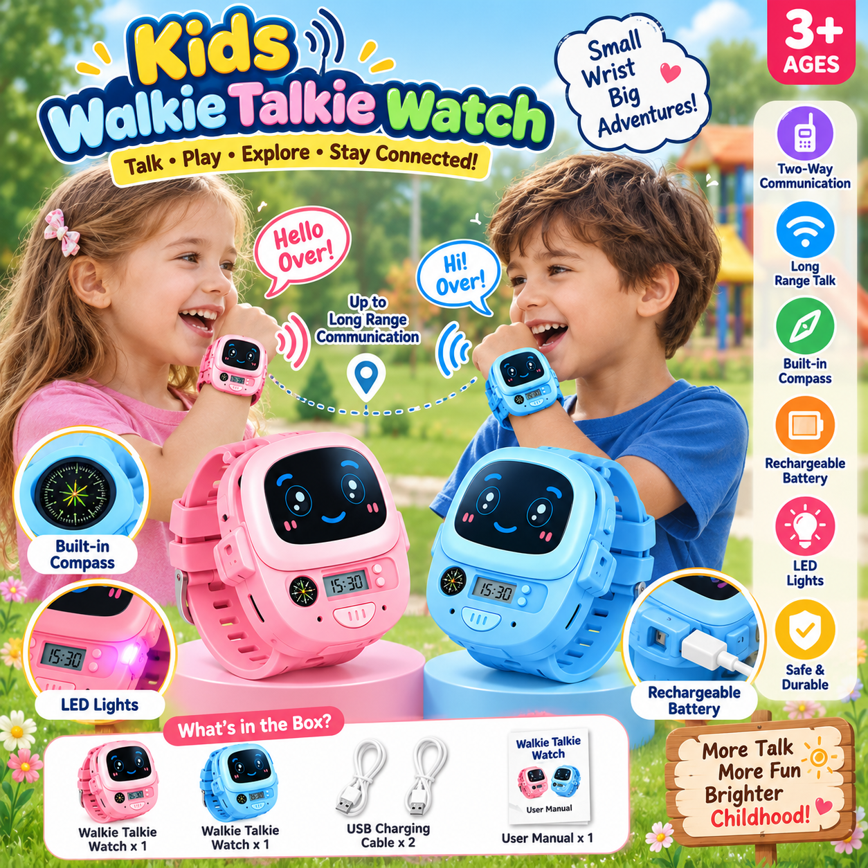 Kids Rechargeable Walkie Talkie Watch