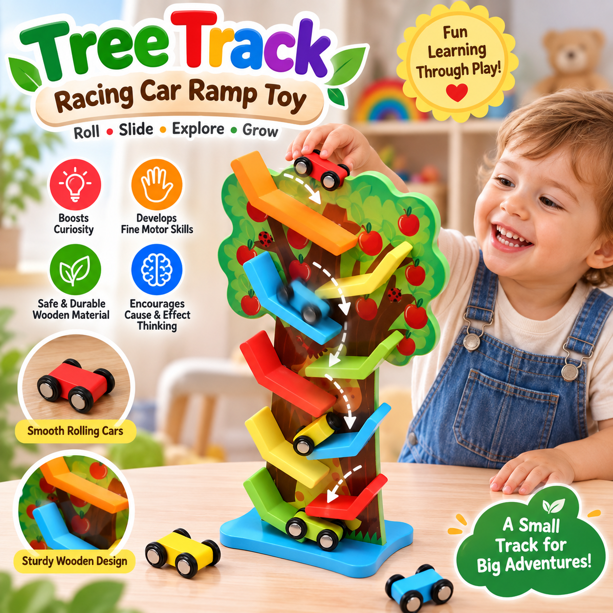 Squirrel Taxiway Wooden Tree Car Racing Track