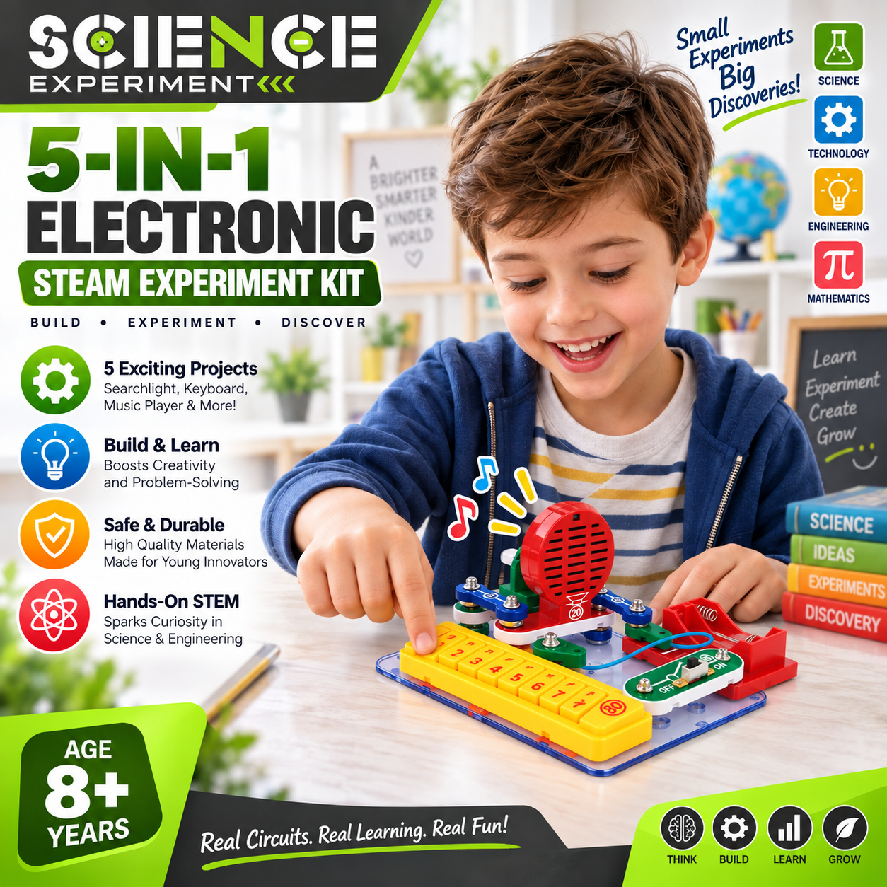 5 in 1 Electronic Organ Science Kit STEM Learning Music and Circuit Toy for Kids - 370