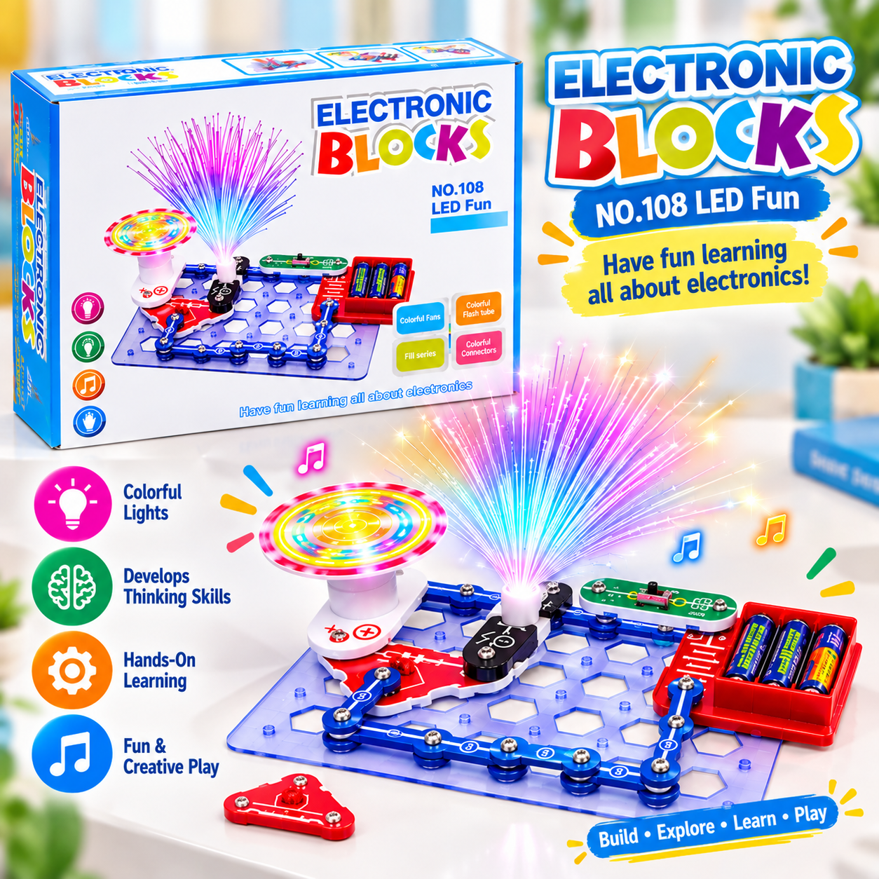 Electronic Blocks No. 108 LED Fun - Science Experiment Kit