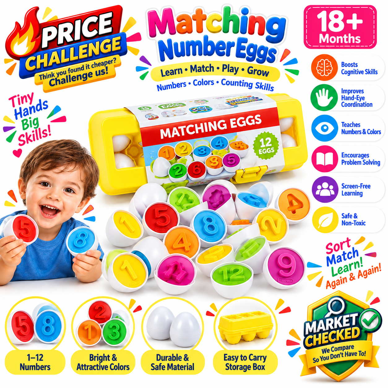 Matching Eggs 12pcs Educational Toy - 764