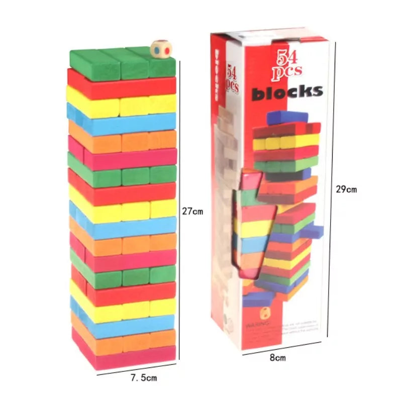 Colorful Wooden Jenga Family Challenge - 54 pieces - Default Title - Odeez | Educational Toys Pakistan 