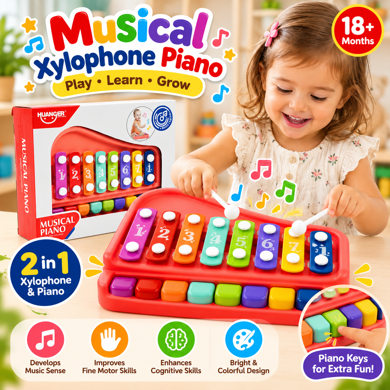 Musical Xylophone Piano 2in1 Musical Toy - 002