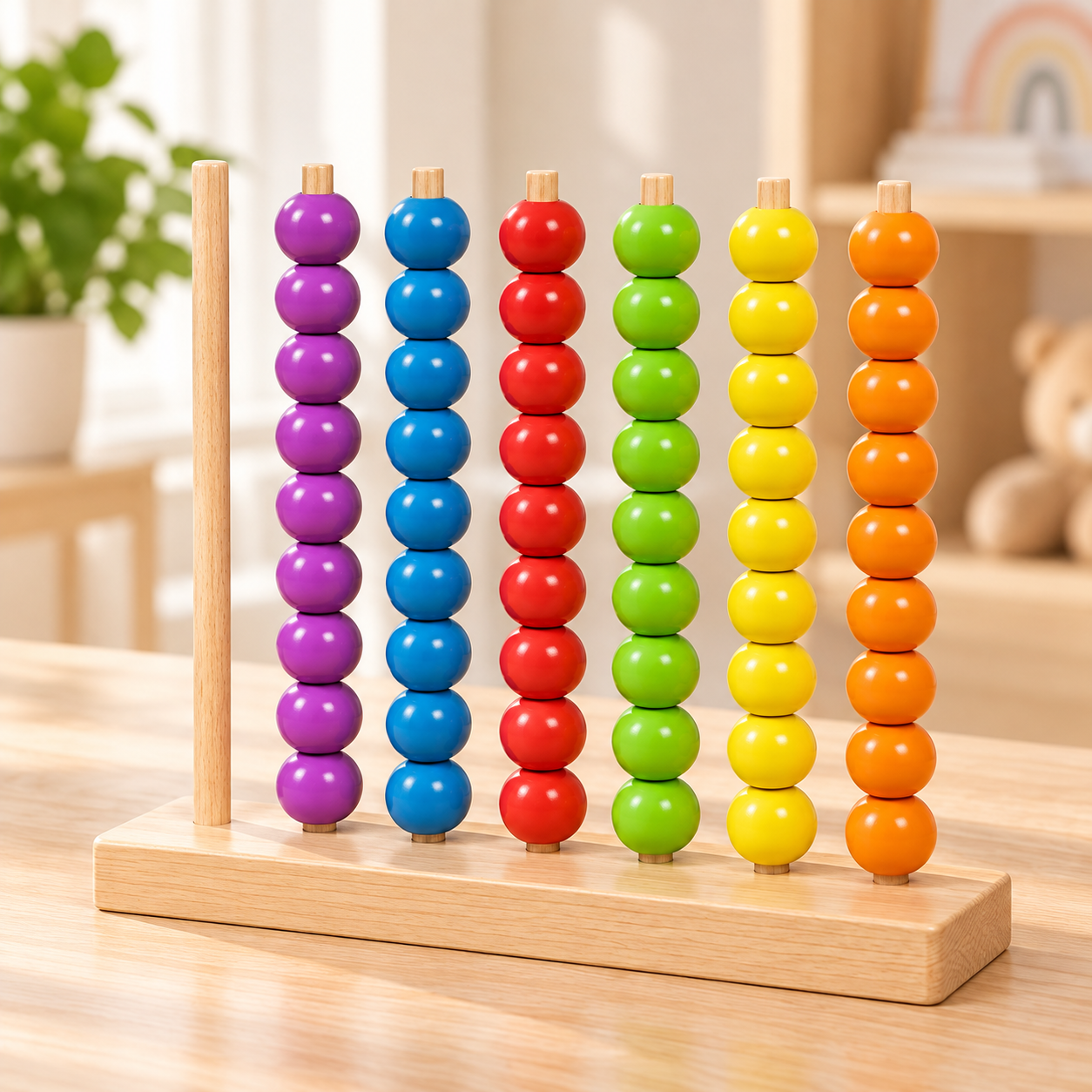 Wooden Montessori Color Sorting and Counting Beads Stacking Toy -01