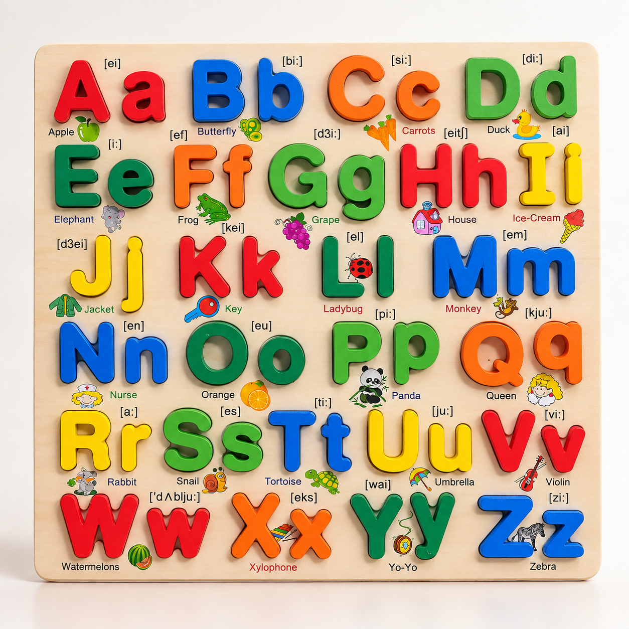Wooden Alphabet Puzzle Board for Kids A to Z Uppercase andLowercase Letter Matching Toy