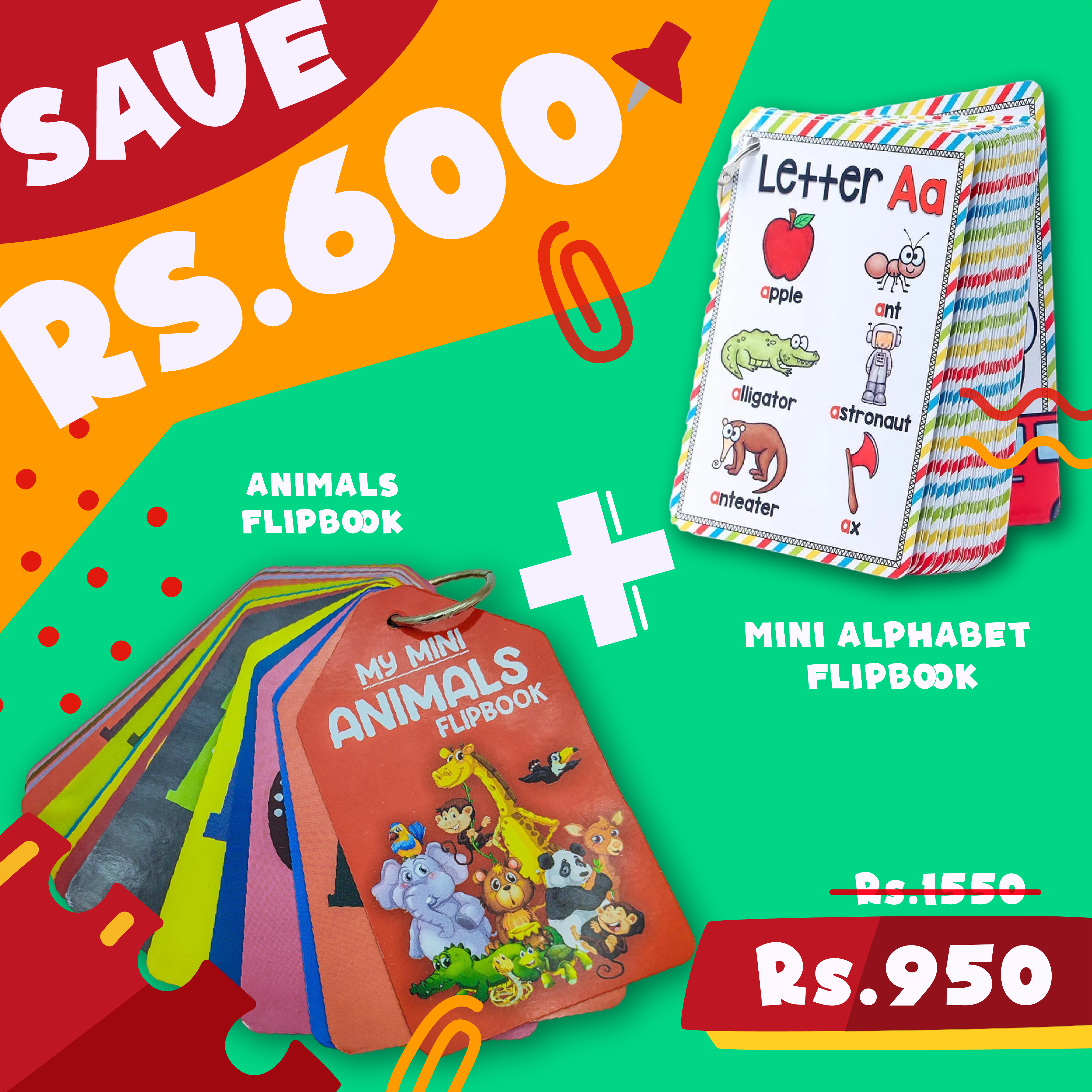 Combo Deal - Alphabet Flipbook & Animal Flipbook - Default Title - Odeez | Educational Toys Pakistan 