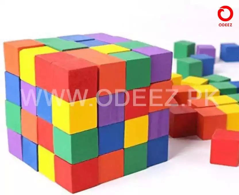 Early Childhood Colorful Wooden Blocks 100 Cube - Default Title - Odeez | Educational Toys Pakistan 