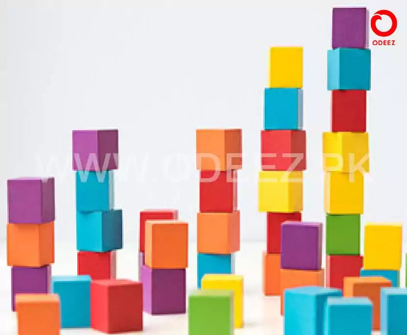 Early Childhood Colorful Wooden Blocks 100 Cube - Default Title - Odeez | Educational Toys Pakistan 