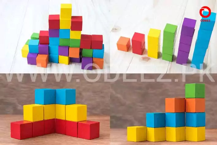 Early Childhood Colorful Wooden Blocks 100 Cube - Default Title - Odeez | Educational Toys Pakistan 