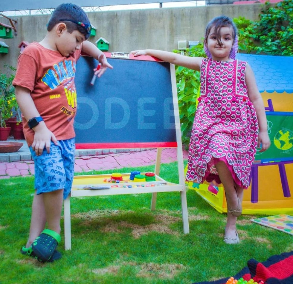 3 in 1 Multi Functional Wooden Easel White and Black Board For Kids - 005 - Default Title - Odeez | Educational Toys Pakistan 