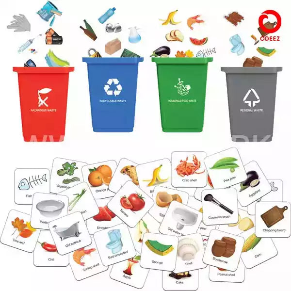 Garbage Sorting Toy - 100 Cards - Default Title - Odeez | Educational Toys Pakistan 