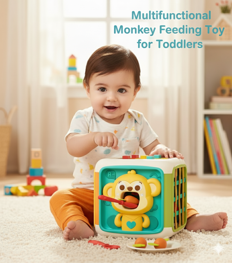 Busy Smart Multi-Play Switching Six-Sided Monkey Feeding Cube for Toddlers - 562